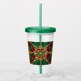 Green Red Christmas Holiday Acrylic Tumbler Acryltrinkbecher