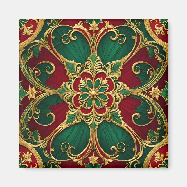 Green Red Christmas Holiday Magnet (Vorne)