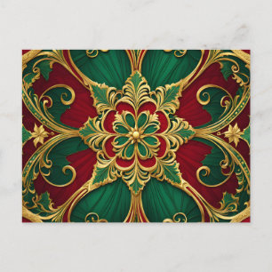 Green Red Christmas Holiday Postcard Postkarte