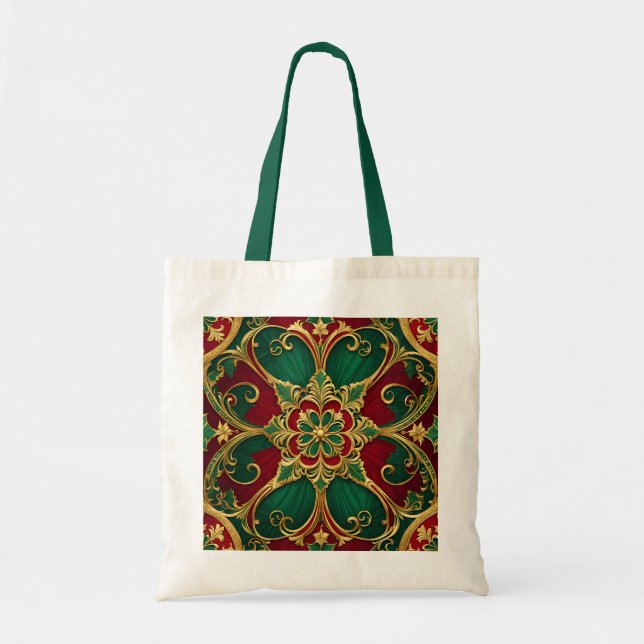 Green Red Christmas Holiday Tote Bag Tragetasche (Vorne)
