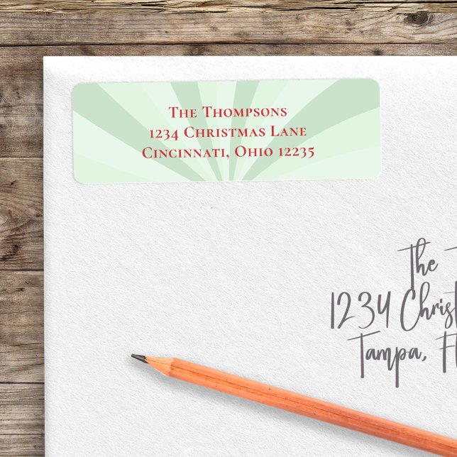 Green Red Christmas Striping Muster Custom (Whimsical cute Christmas Holiday Green Return Address Labels. )