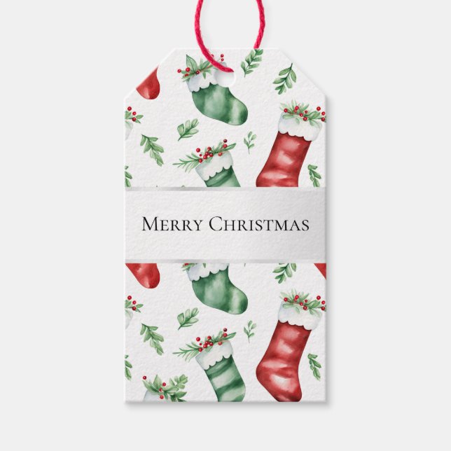 Green Red Christmas Strumpfs Geschenkanhänger (Vorderseite)