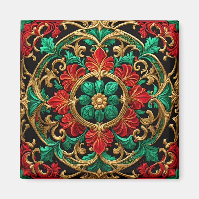 Green Red Decoration Weihnachtsmagnet Magnet (Vorne)
