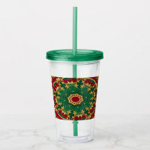 Green Red Decorative Holiday Acrylic Tumbler