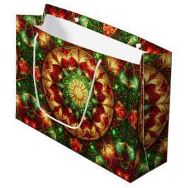 Green Red Decorative Holiday Gift Bag Große Geschenktüte