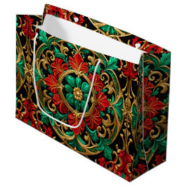 Green Red Decorative Holiday Gift Bag Große Geschenktüte