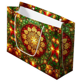 Green Red Decorative Holiday Gift Bag Große Geschenktüte