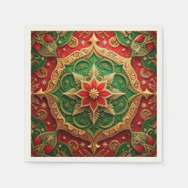 Green Red Decorative Holiday Napkin Serviette