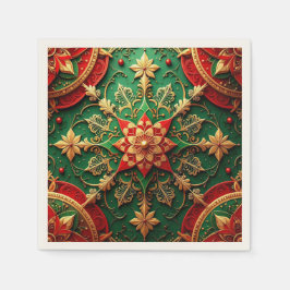 Green Red Decorative Holiday Napkin Serviette
