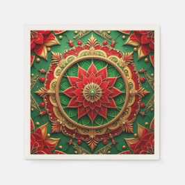 Green Red Decorative Holiday Napkin Serviette