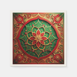 Green Red Decorative Holiday Napkin Serviette