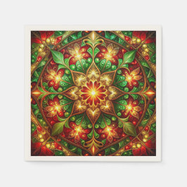 Green Red Decorative Holiday Napkin Serviette