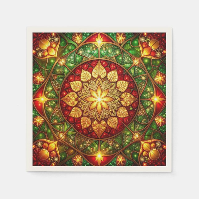 Green Red Decorative Holiday Napkin Serviette (Vorderseite)