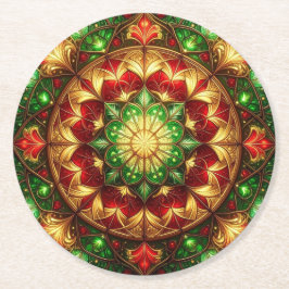 Green Red Decorative Holiday Paper Coaster Runder Pappuntersetzer