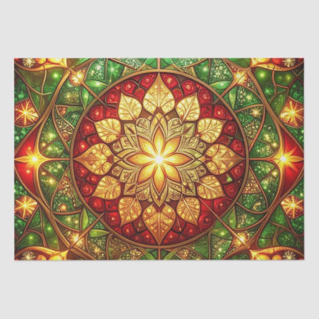 Green Red Decorative Holiday Tissue Paper Seidenpapier (Vorderseite)