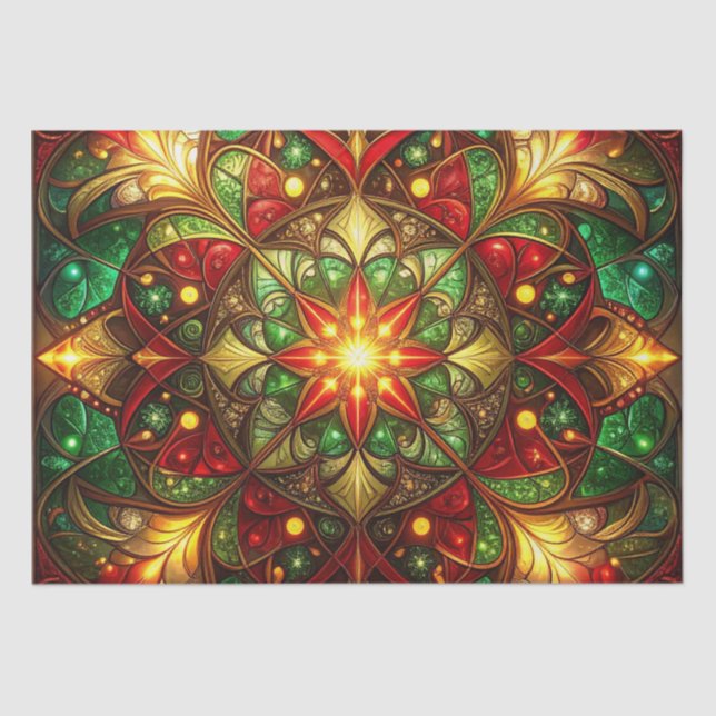 Green Red Decorative Holiday Tissue Paper Seidenpapier (Vorderseite)