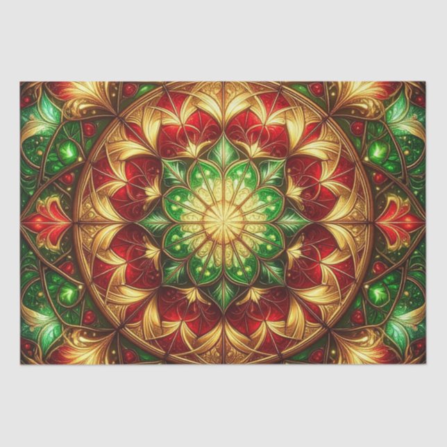 Green Red Decorative Holiday Tissue Paper Seidenpapier (Vorderseite)