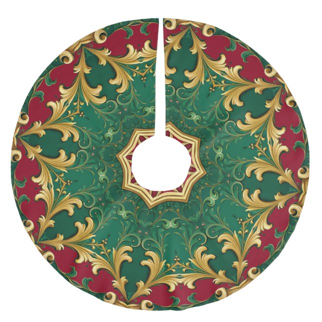 Green Red Decorative Weihnachtsbaumrock Polyester Weihnachtsbaumdecke (Vorderseite)