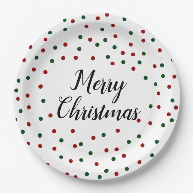 Green Red Dots Weihnachts-Party Pappteller (Vorderseite)