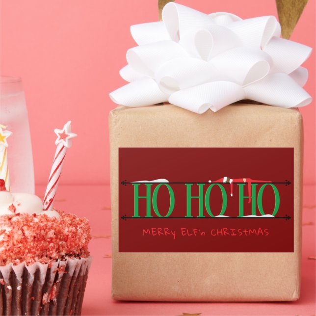 Green & Red Elf Shenanigans Rechteckiger Aufkleber (Party)