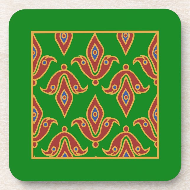 Green, Red, Fleur-de-lys Cork Untersetzer (Vorderseite)