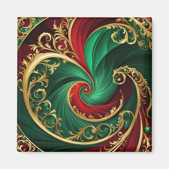 Green Red Gold Decoration Weihnachtsmagnet Magnet (Vorne)