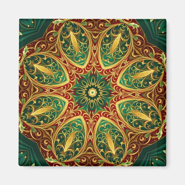 Green Red Gold Decoration Weihnachtsmagnet Magnet (Vorne)