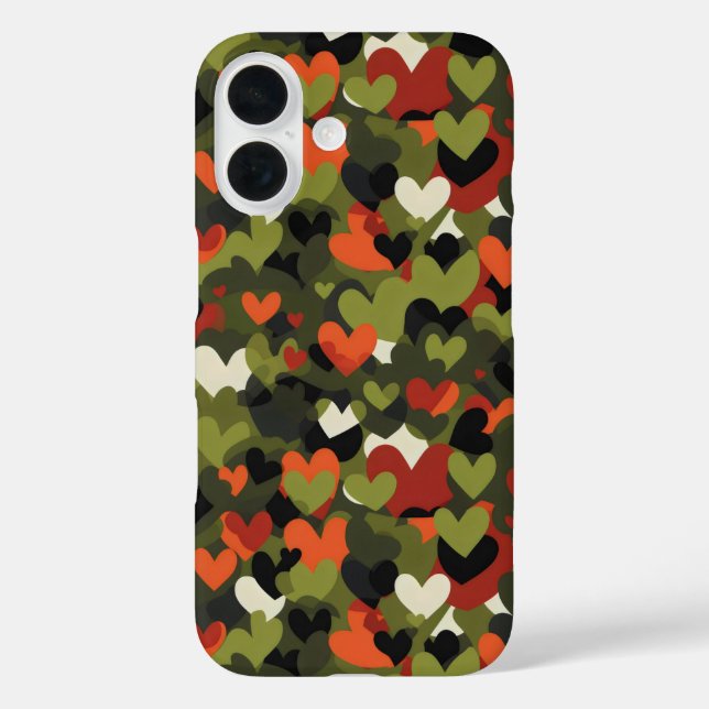 Green Red Heart Pattern Case-Mate iPhone Hülle (Rückseite)