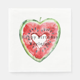 Green Red Heart Watermelon Birthday Serviette