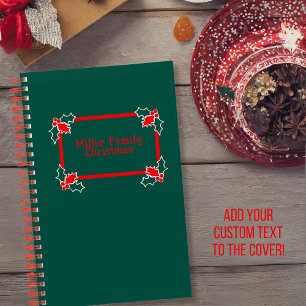 Green & Red Holly Retro Family Christmas Journal Notizbuch