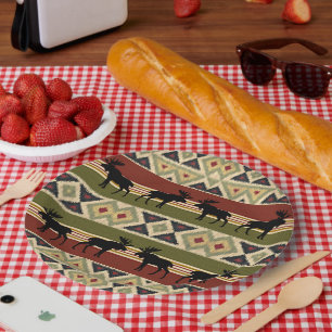 Green Red Ivory Ochre Ethnic Look Pappteller