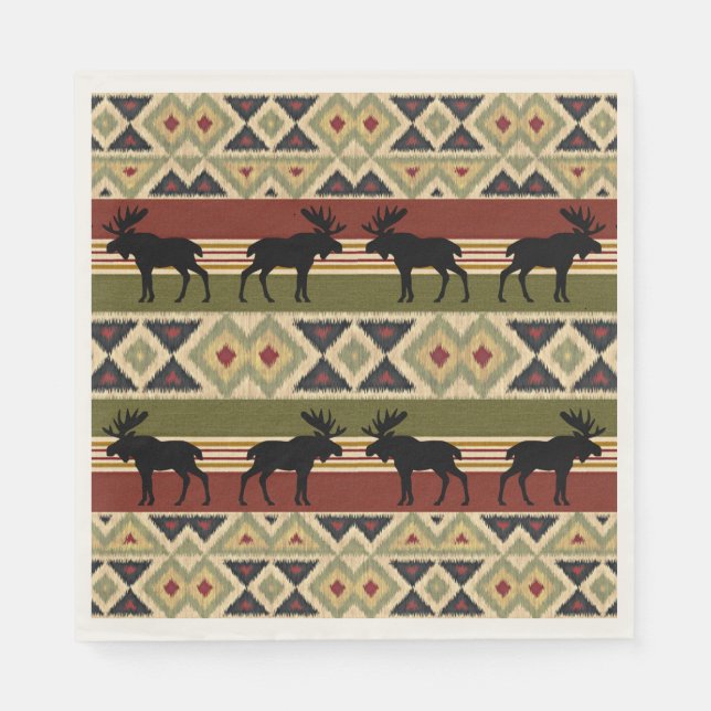 Green Red Ivory Ochre Ethnic Look Serviette (Vorderseite)