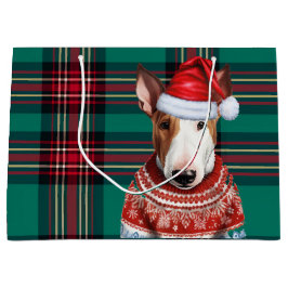 Green Red Kariert Bull Terrier Dog Lover Holiday Große Geschenktüte