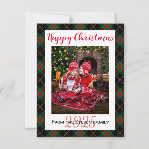Green Red Kariert Christmas Postcard   Ihr Foto Feiertagskarte