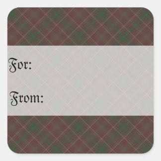 Green & Red Kariert Gift Tag Quadratischer Aufkleber