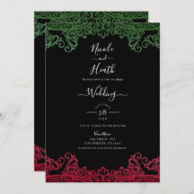 Green & Red Lace Elegante Fiesta Black Wedding