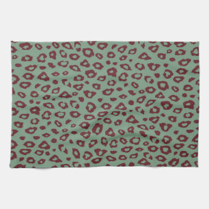 Green Red Leopard Print Geschirrtuch