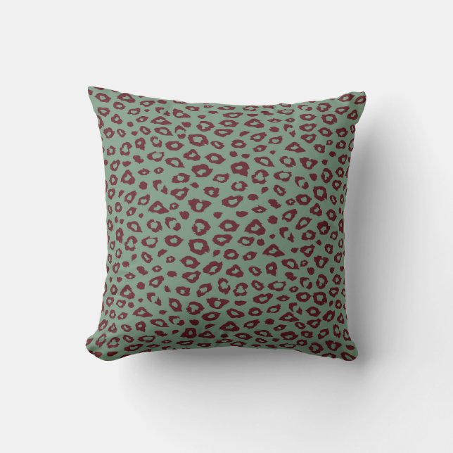 Green Red Leopard Print Kissen (Vorderseite)