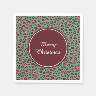 Green Red Leopard Print Serviette