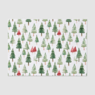 Green Red Merry Christmas Trees Seidenpapier