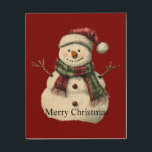 Green Red Merry Christmas Trees Snowman Holzdruck<br><div class="desc">Rot grün Weihnachtsbaumen Schneemann</div>