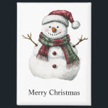 Green Red Merry Christmas Trees Snowman Magnet<br><div class="desc">Rot grün Weihnachtsbaumen Schneemann</div>