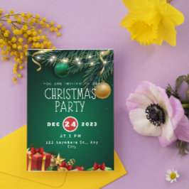 Green Red Modern Christmas Party Einladung