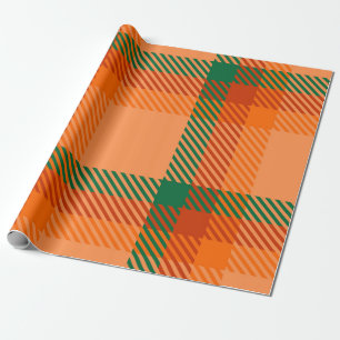 Green, Red, Orange und Beige Tartan Kariert schott Geschenkpapier