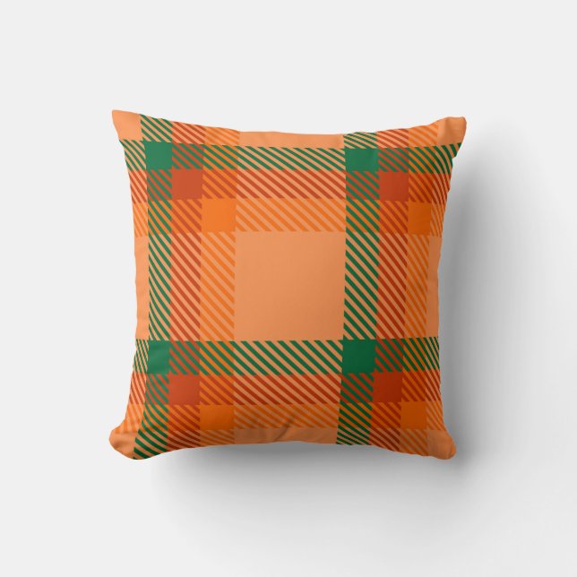 Green, Red, Orange und Beige Tartan Kariert schott Kissen (Vorderseite)