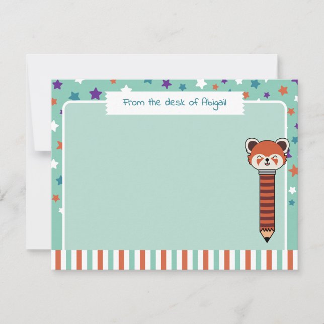 Green Red Panda vom Schreibtisch aus Mitteilungskarte (Vorderseite)