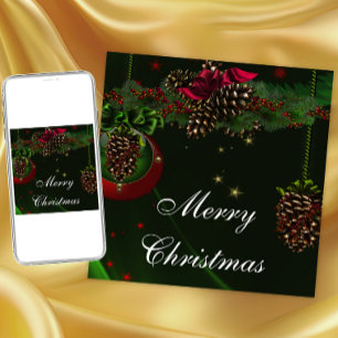 Green Red Pine Cones Elegantes Weihnachtsfest Part Einladung