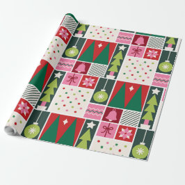 Green Red Pink Geometric Modern Christmas Wrapping Geschenkpapier