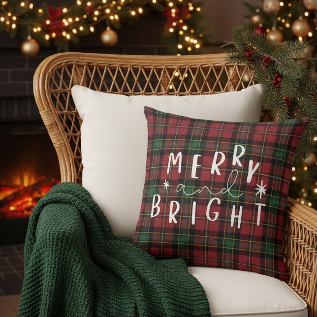 Green Red Plaid Christmas Decorative Throw Pillow Kissen (Green Red Plaid Christmas Decorative Throw Pillow)