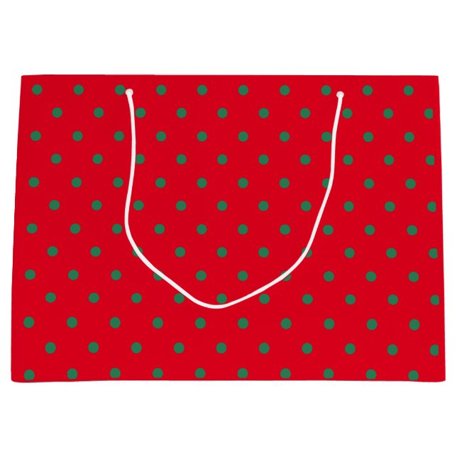 Green & Red Polka Dot Große Geschenktüte (Vorderseite)